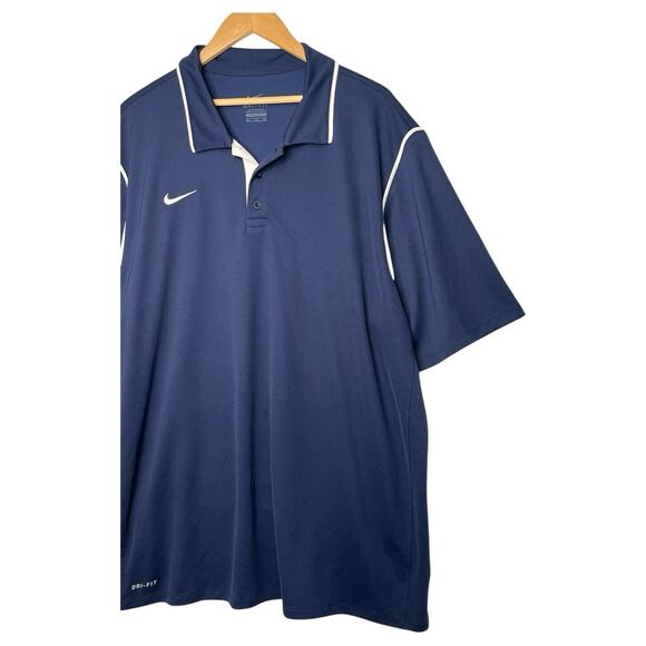 Nike Shirt Mens XXL Blue Dri Fit Polo Short Sleeve Swoosh Logo Golf Athletic - Picture 7 of 12